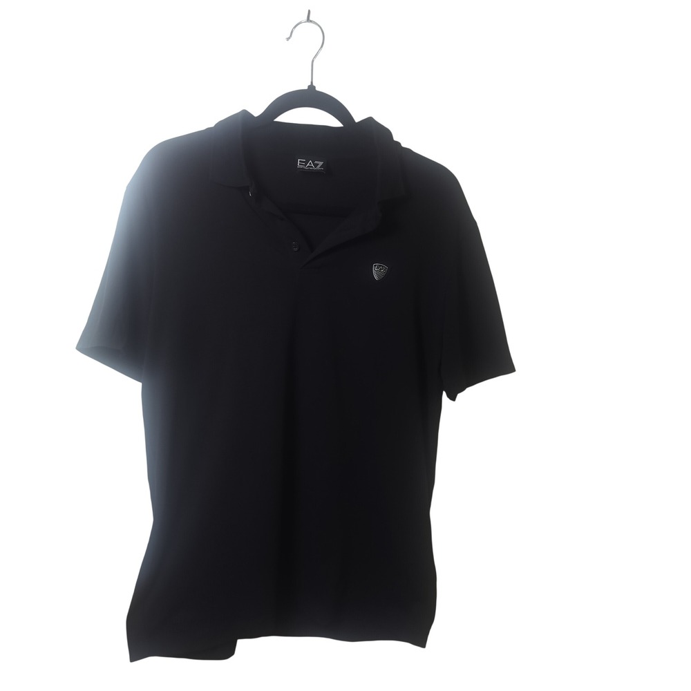 EA7 Emporio Armani Mens Black Shield Logo Polo Shirt 8NPF93 PJ03Z Size L